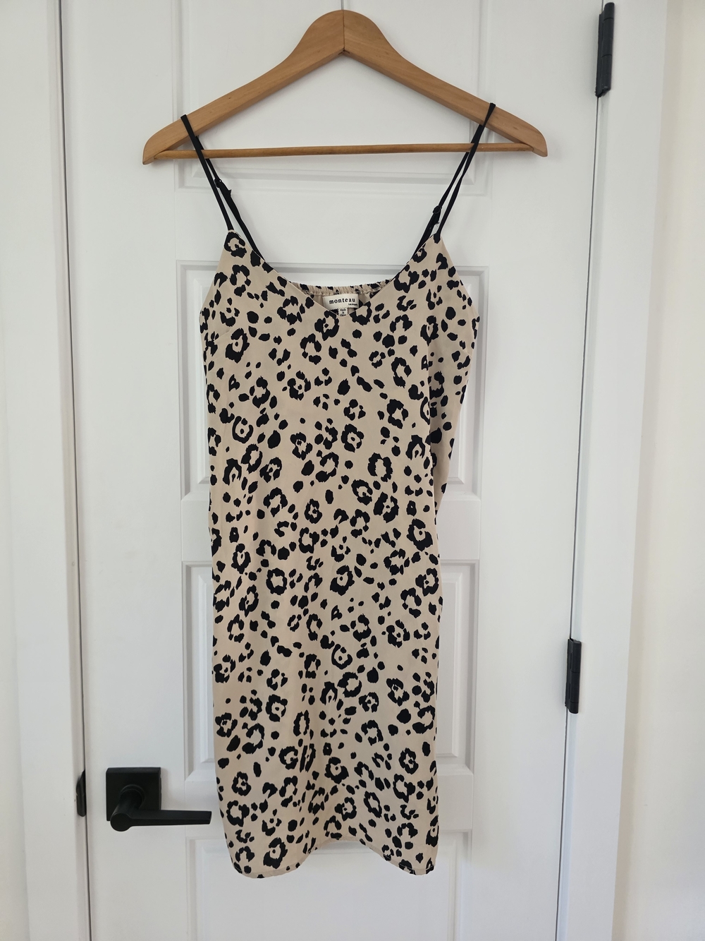 Monteau Beige and Black Leopard Print Dress